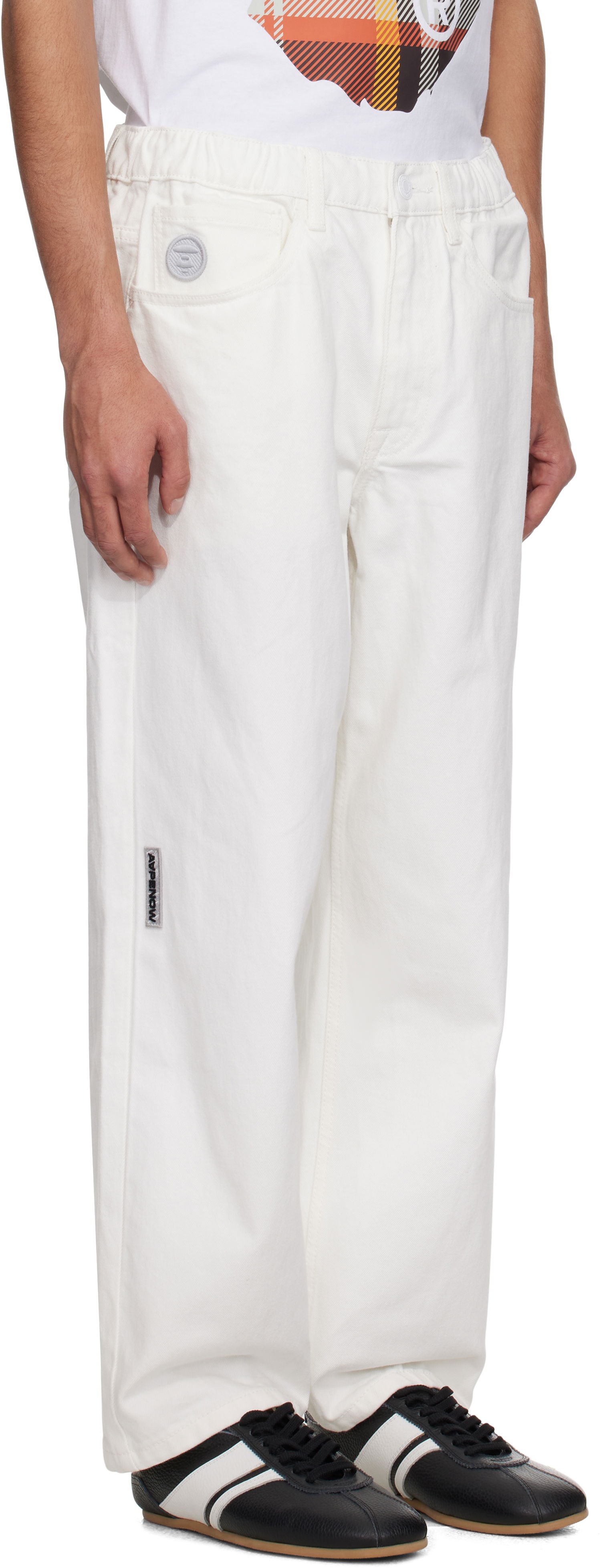 Bukser AAPE by A Bathing Ape AAPE by A Bathing Ape 'AAPE Now' Moonface Logo Jeans Hvid | AAPPTMB662XAOWHX, 1