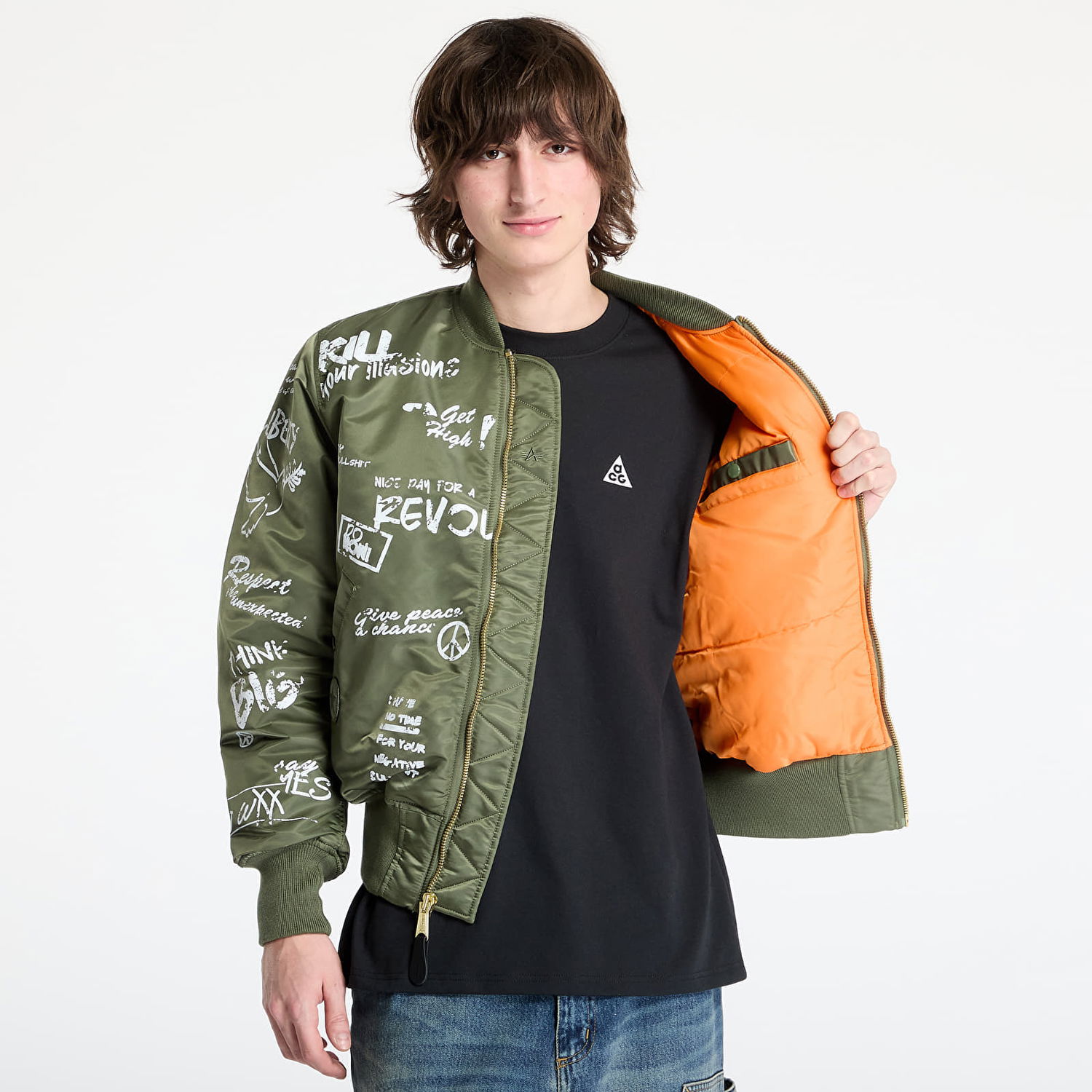 Bomberjakke Alpha Industries Alpha Industries MA-1 Peace Bomber Jacket Grøn | 156136-01, 1