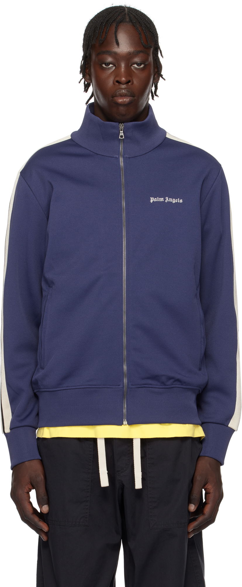 Vindjakke Palm Angels Classic Logo Track Jacket Mørkeblå | PMBD058C99FAB0024603