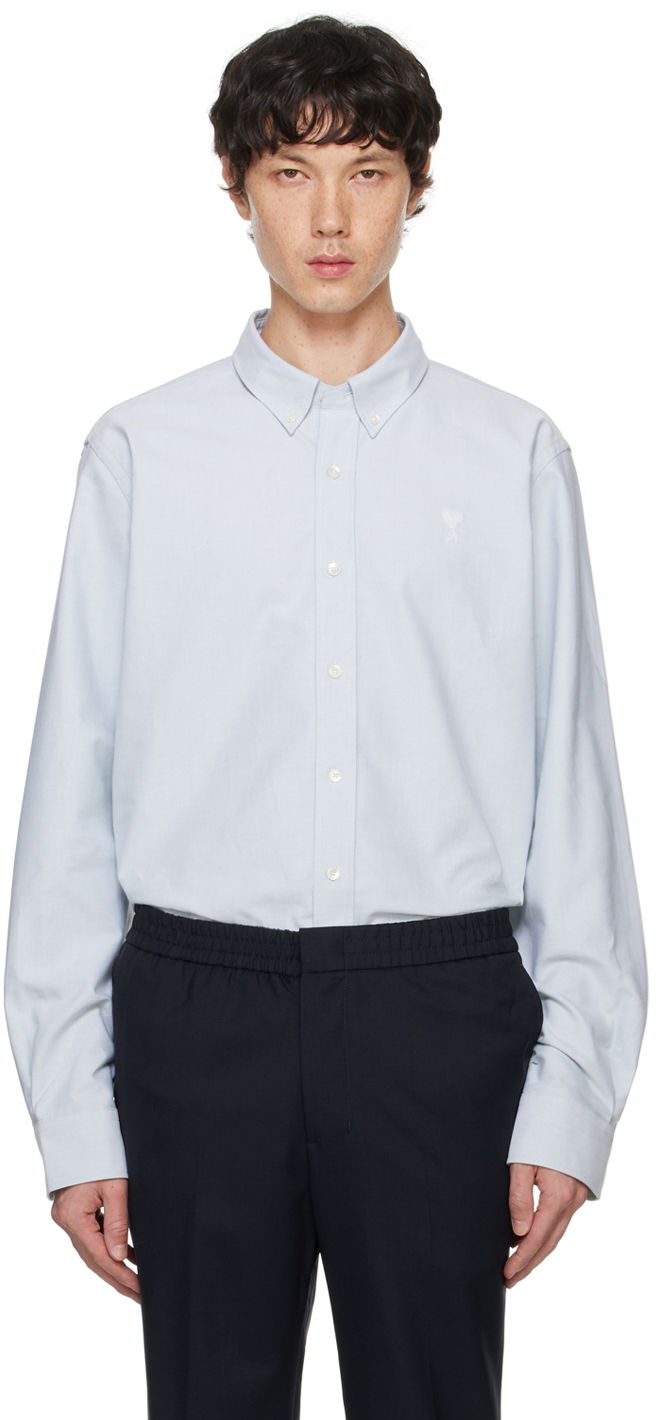 Skjorte AMI Paris Blue Classic Fit Shirt Grå | USH060.CO0031