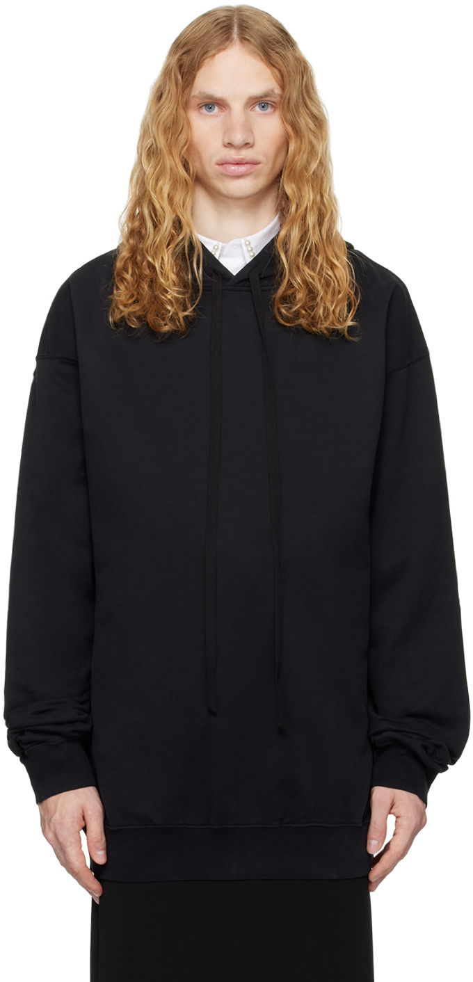 Sweatshirt Ann Demeulemeester Ann Demeulemeester Ollie Printed Comfort Hoodie Sort | 2402-M-JSW01-37-FA185-099, 0