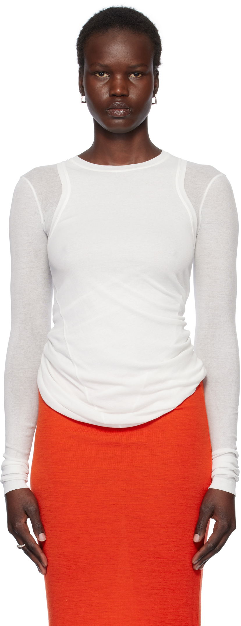 T-shirt Jil Sander Jil Sander Crewneck Long Sleeve T-Shirt Hvid | J02NH0012_J20249