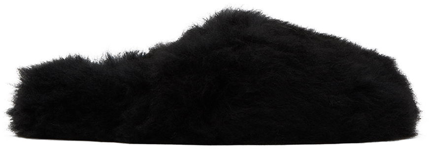 Tøj Yves Salomon Yves Salomon Toscana Fur Slippers Sort | 24W23WAA342XXTOSX, 0