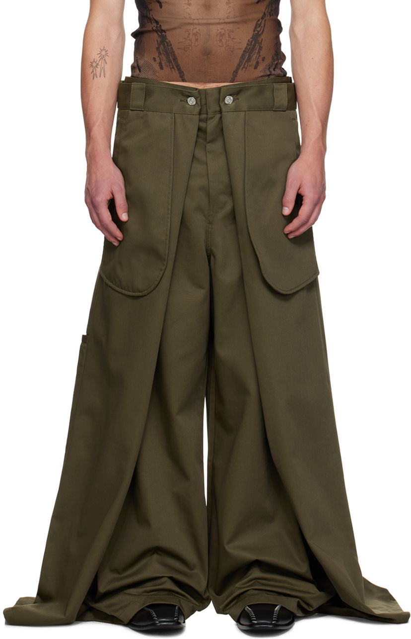 Bukser Jean Paul Gaultier Jean Paul Gaultier x Shayne Oliver 'The Wrap' Wide-Leg Trousers Grøn | 24/27-F-PA113P-C048-41