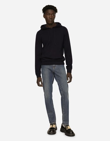 Sweatshirt Dolce & Gabbana Dolce & Gabbana Cashmere Hooded Pullover Mørkeblå | GI116KF44EGB0665, 3