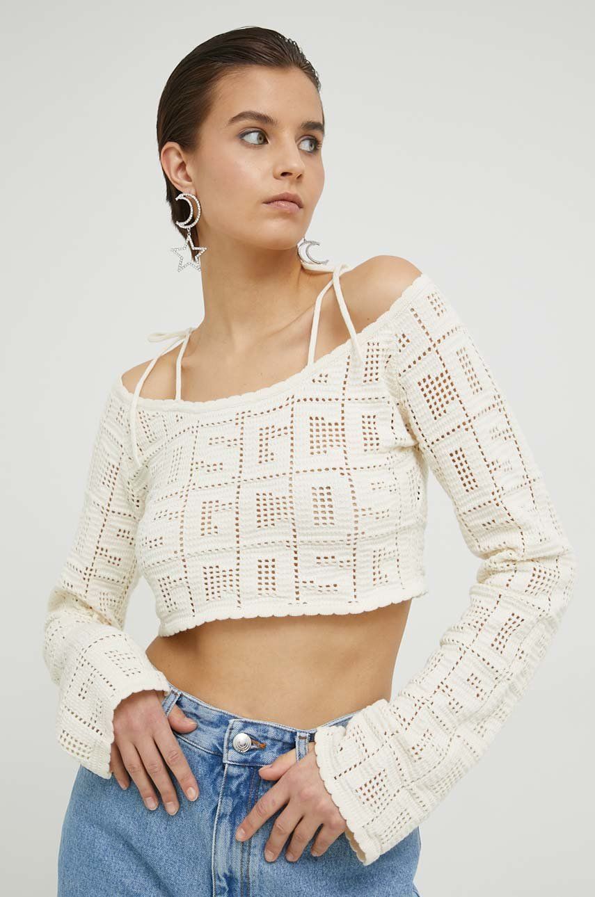 Sweater GCDS Cropped Sweater Beige | SS23W380920, 0