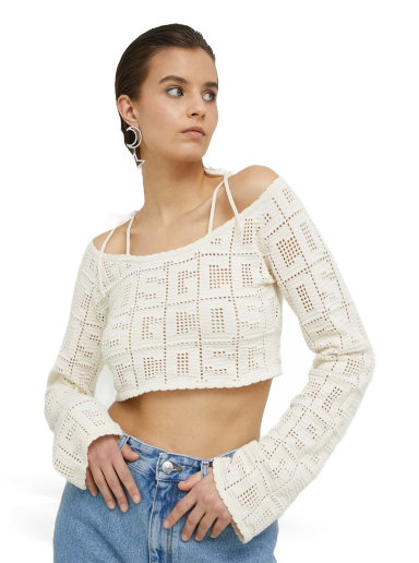 Sweater GCDS Cropped Sweater Beige | SS23W380920