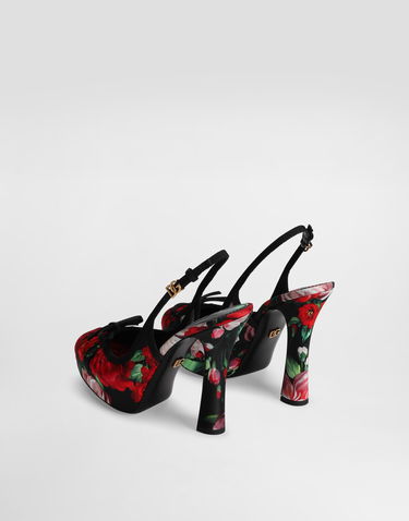 Tilbehør Dolce & Gabbana Dolce & Gabbana Satin Slingbacks With Floral Print Flerfarvet | CG0927AD645HN5PD, 2