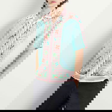Skjorte Casablanca Casablanca Cuban Collar Short Sleeve Silk Shirt, Size Large Flerfarvet | MPF25-SH-003-08, 5