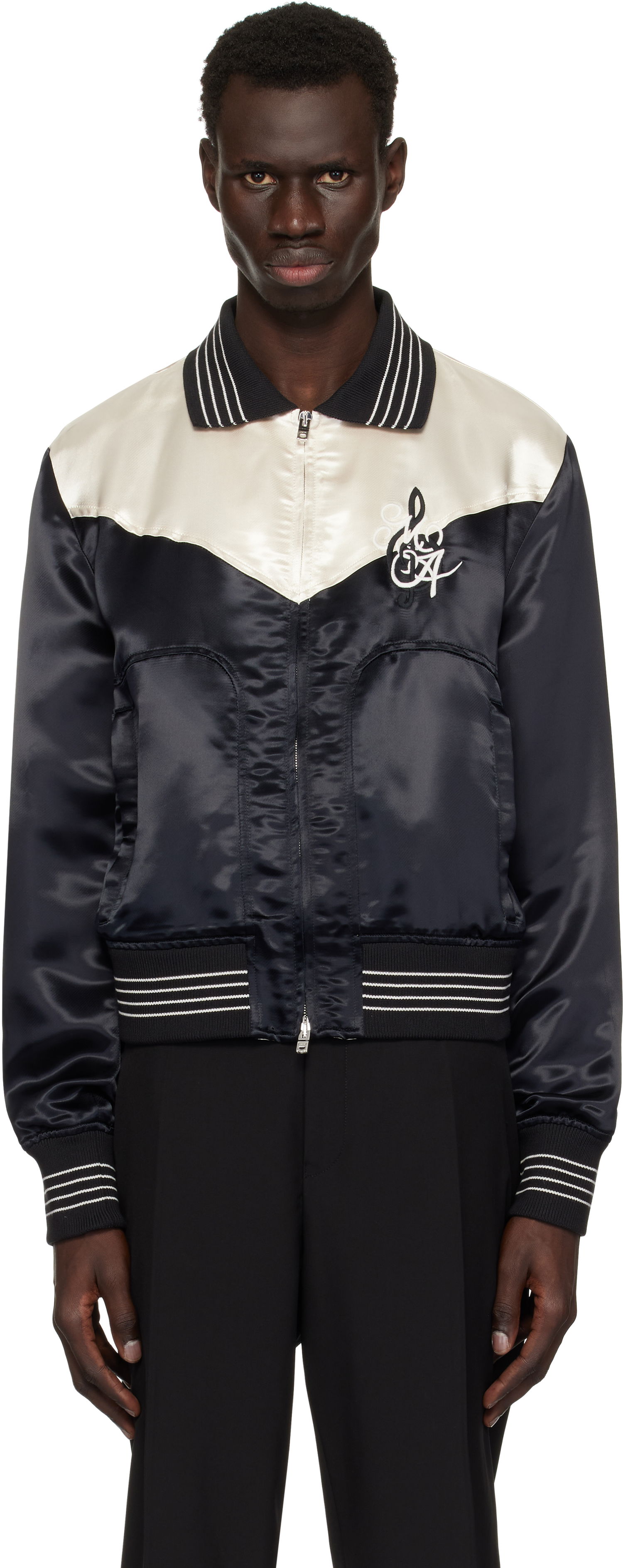 Bomberjakke AMIRI AMIRI 'MA' Music Note Satin Jacket Sort | AMOUBN1074, 0