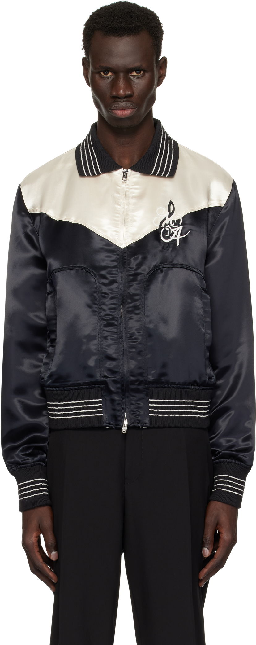 Bomberjakke AMIRI AMIRI 'MA' Music Note Satin Jacket Sort | AMOUBN1074