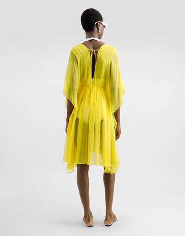 Kjole Dolce & Gabbana Dolce & Gabbana Silk Chiffon Caftan With Drawstring Gul | F6TLXTFU1ATA0177, 2