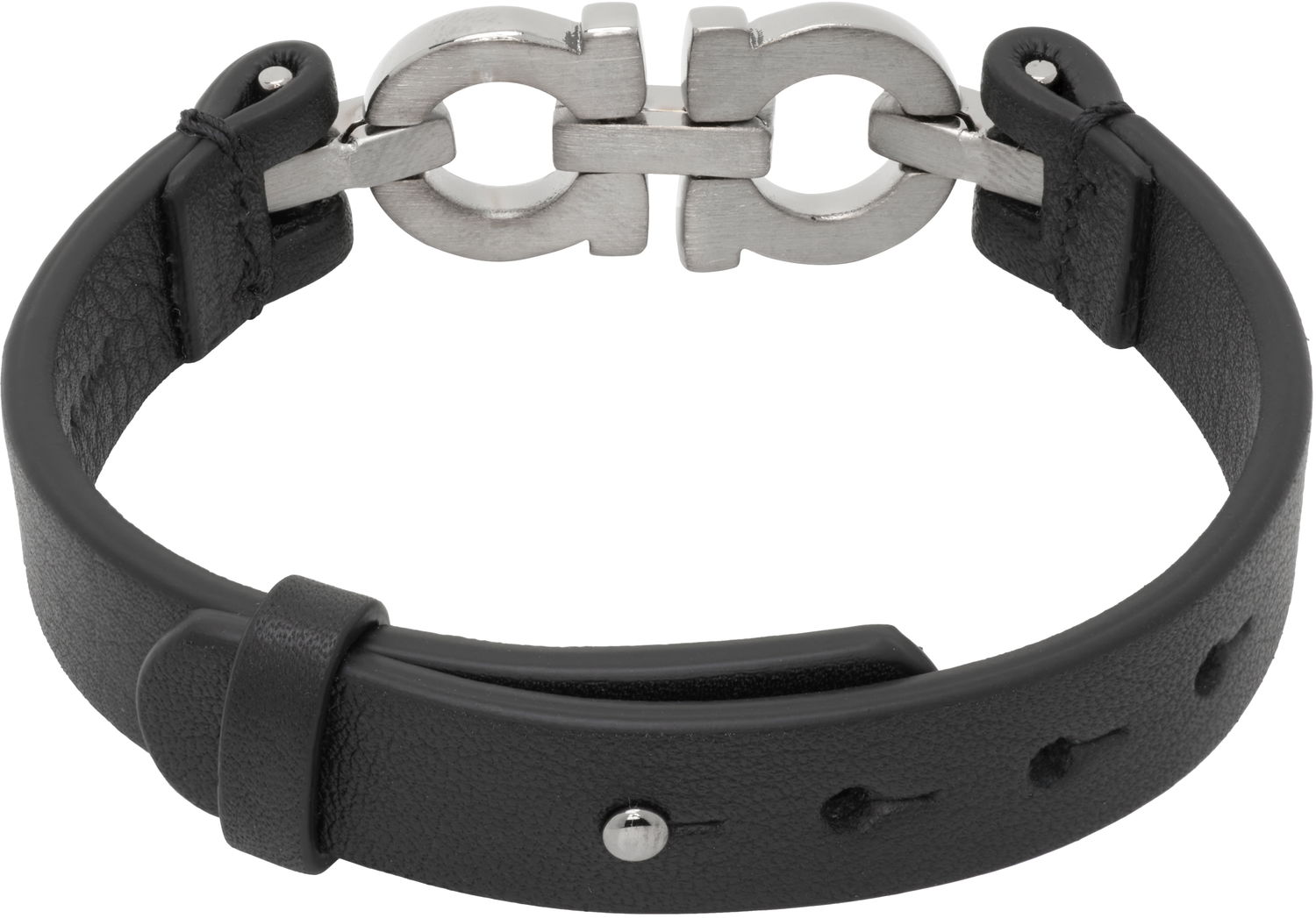 Armbånd FERRAGAMO Salvatore Ferragamo Double Gancini Leather Bracelet Sort | 785723, 1