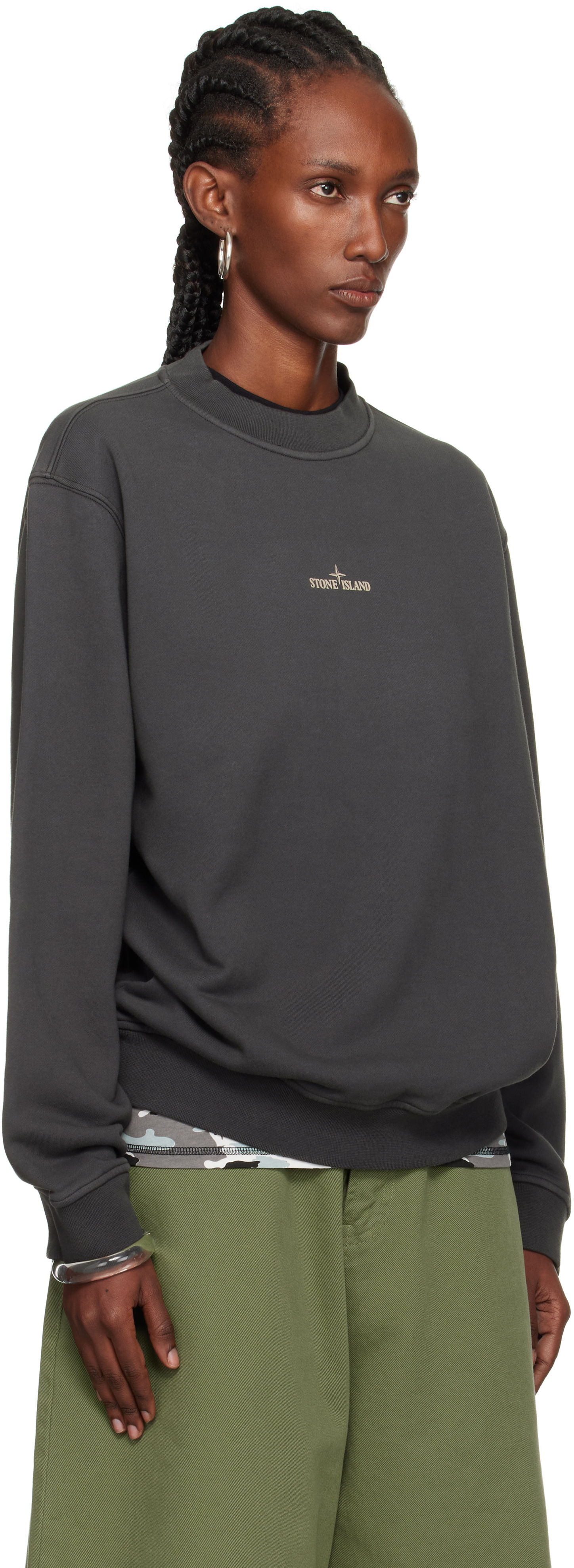 Sweatshirt Stone Island Stone Island Cotton Fleece Sweatshirt Grå | K2S15 6100018 S0195, 1