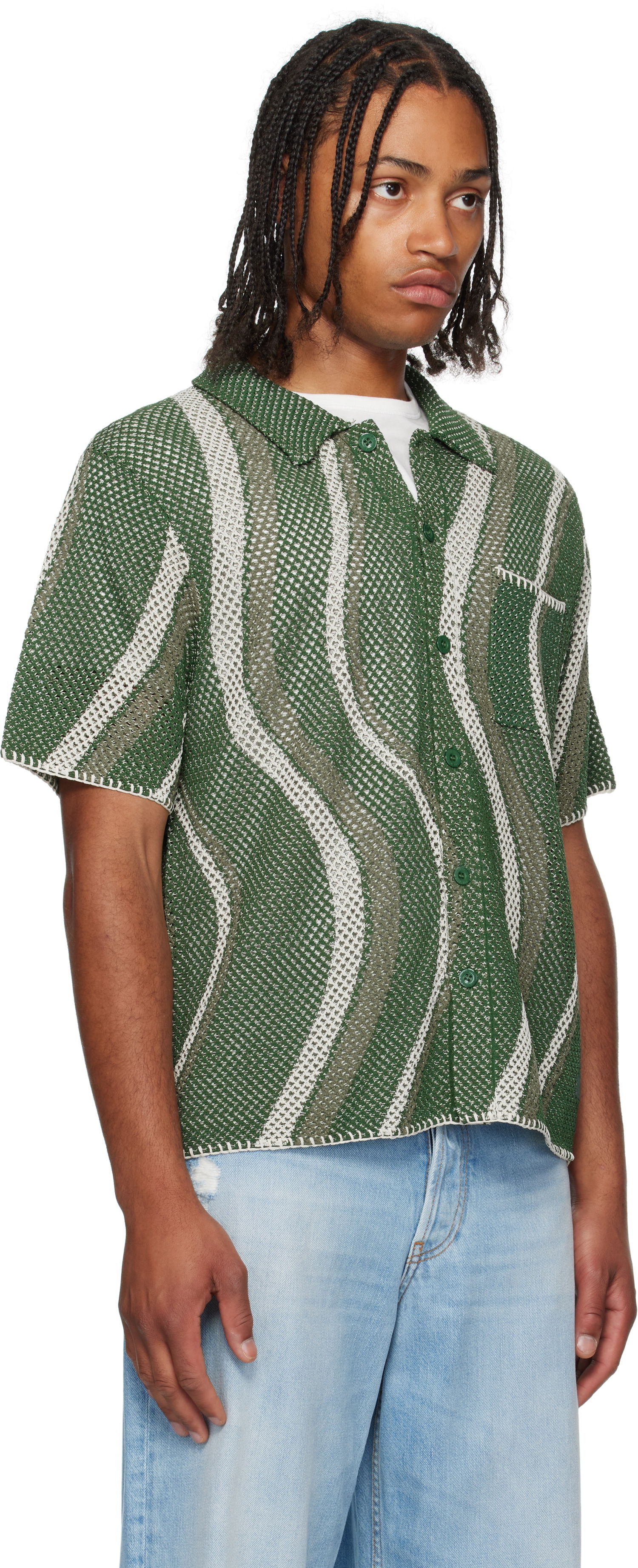 Skjorte Dime Dime Soleil Button Up Knit Shirt Grøn | DIMESU257GRN, 1