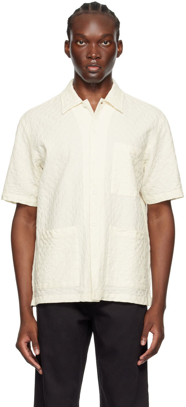 Skjorte Universal Works Universal Works Island Short Sleeve Shirt Hvid | P3063