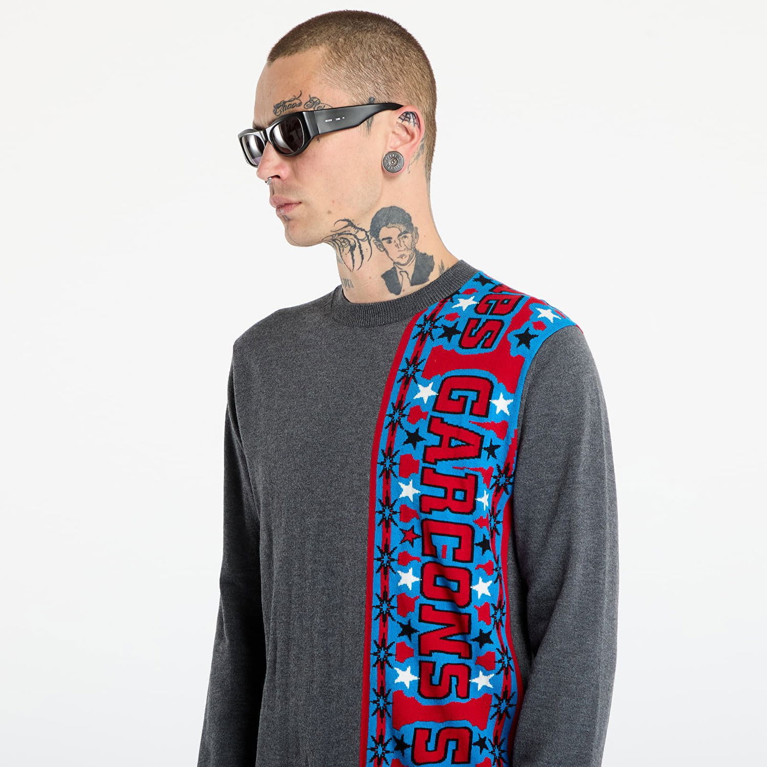 Sweater Comme des Garçons Comme des Garçons SHIRT Soccer Scarf Knitted Sweater Flerfarvet | FP-N004-W25 Grey, 1