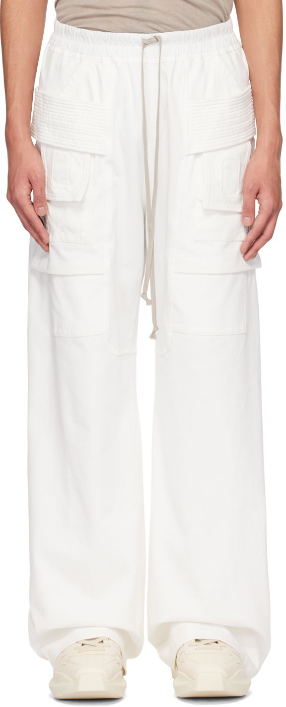 Cargo bukser Rick Owens Creatch Wide Leg Cargo Pants Hvid | DU01D1394 RIG