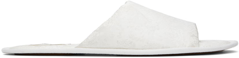 Tilbehør The Row The Row Frances Open Toe Jacquard Silk Slippers Hvid | F1520-W3129