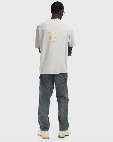 T-shirt Drôle de Monsieur Slogan Calligraphy T-Shirt Hvid | I-TS209-CO002-LGR, 1