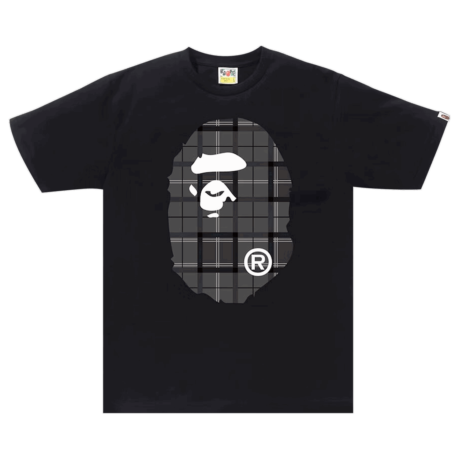 T-shirt BAPE Logo Check Big Ape Head Tee Sort | 0039 1SS190103LCBA BLAC, 0