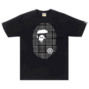 T-shirt BAPE Logo Check Big Ape Head Tee Sort | 0039 1SS190103LCBA BLAC, 0