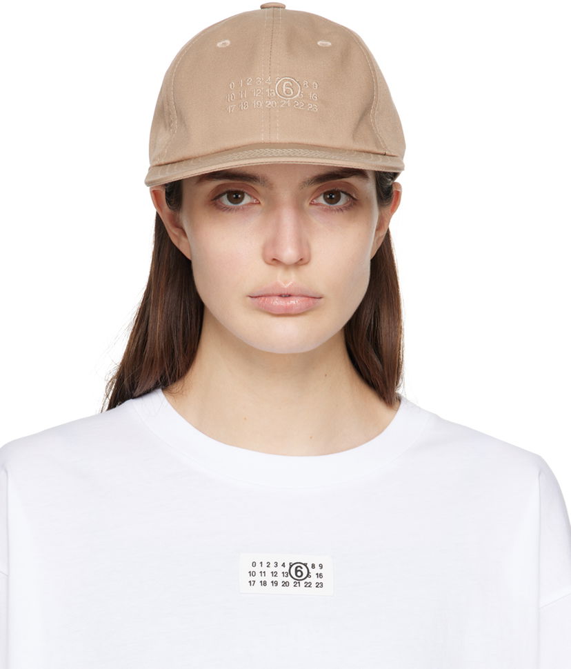 Kasket Maison Margiela MM6 Numeric Signature Cap Beige | SH0TC0002 S78611