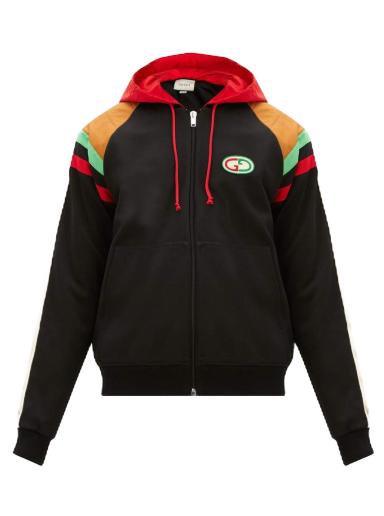 Bomberjakke Gucci GG Patch Web Stripe Hooded Bomber Jacket Sort | 625338XJCNQ-166