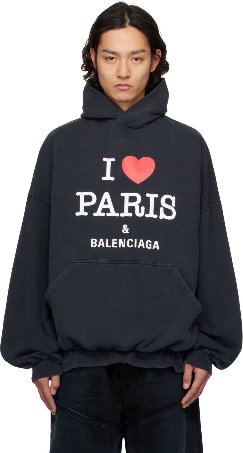 Sweatshirt Balenciaga Balenciaga 'I Love Paris & Balenciaga' Hoodie Sort | 803265TRVM6
