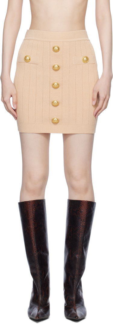 Nederdel Balmain Knit Button Miniskirt Beige | EF1LB290KB07, 0