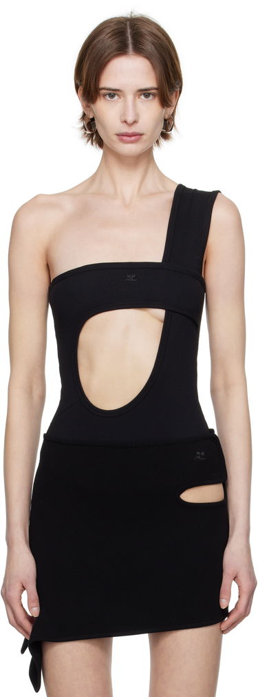 Kjole Courrèges Courrèges Rib One-Shoulder Bodysuit Sort | 125JBD117JS0194, 0