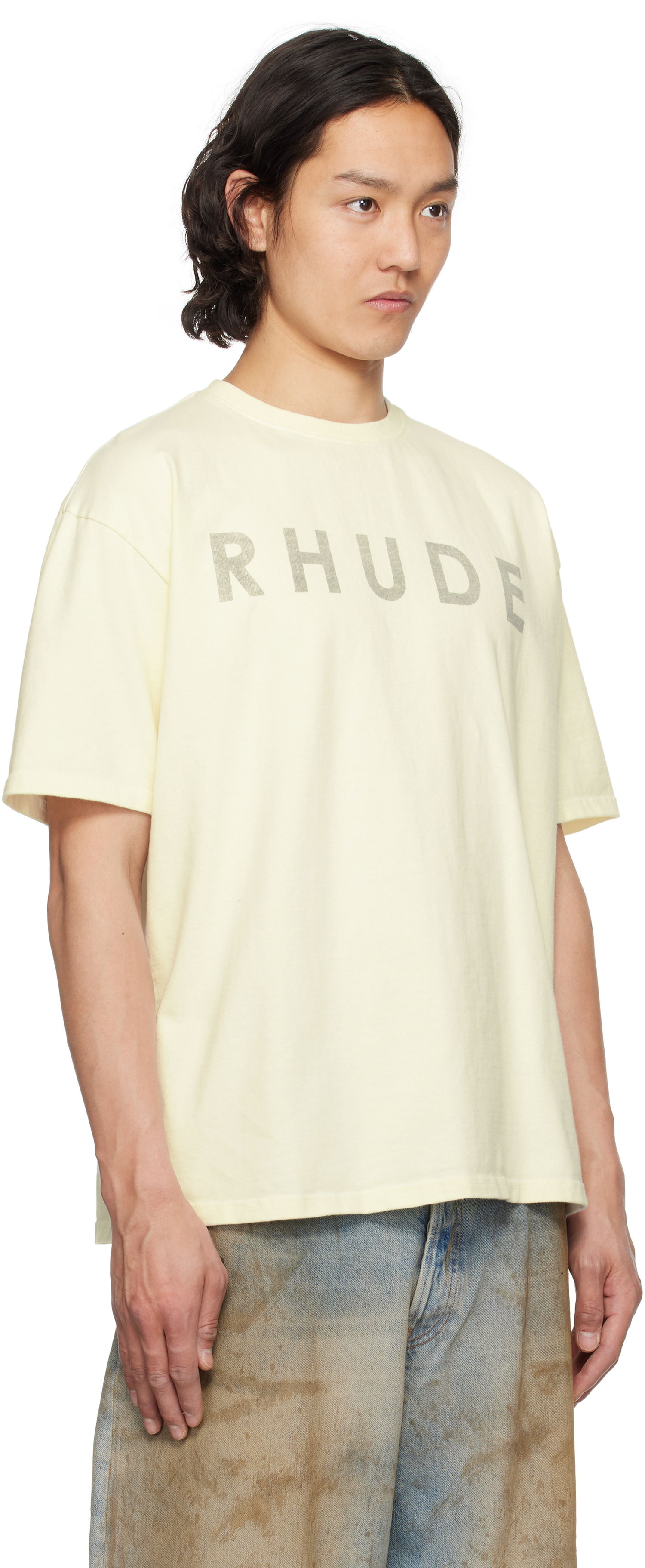 T-shirt Rhude Rhude Distressed Logo T-Shirt Gul | RHSS25TT23012, 1