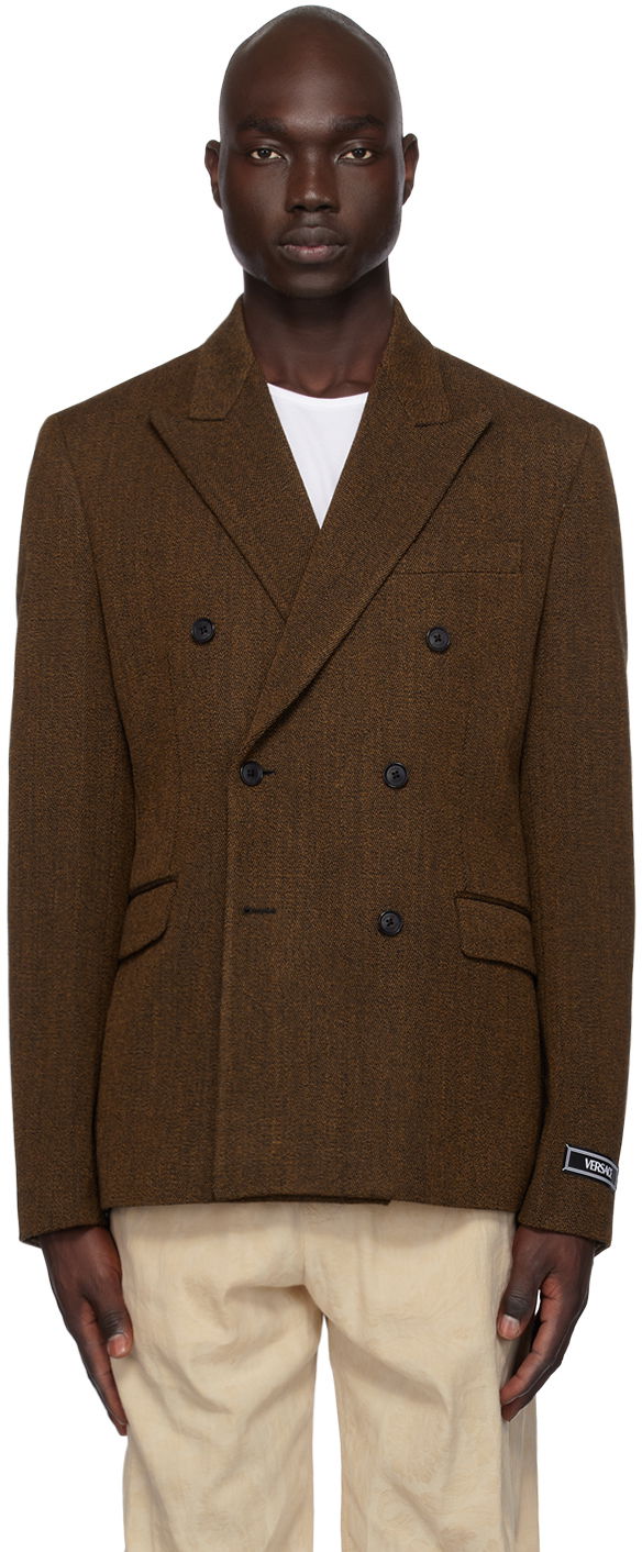 Tøj Versace Double-Breasted Blazer Brun | 1012492_1A08899, 0