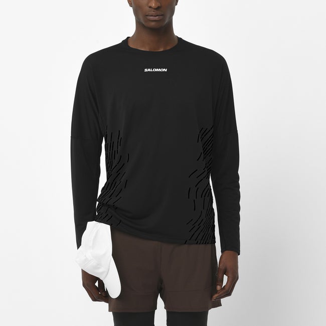 T-shirt Salomon Sense Aero Graphic Long-Sleeve Shirt Sort | LC2697300