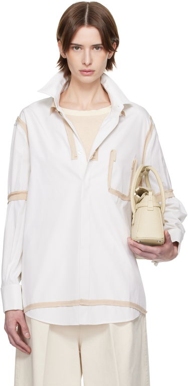 Skjorte Maison Margiela Maison Margiela Contrast Trim Shirt Hvid | S51DT0018 M35391, 0