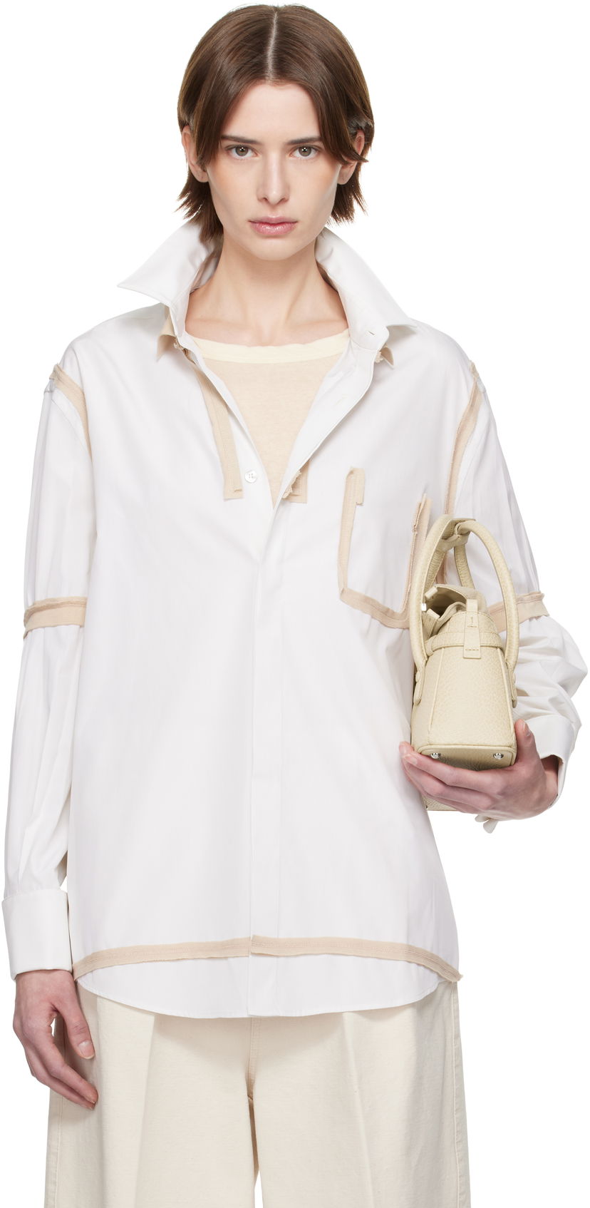 Skjorte Maison Margiela Maison Margiela Contrast Trim Shirt Hvid | S51DT0018 M35391