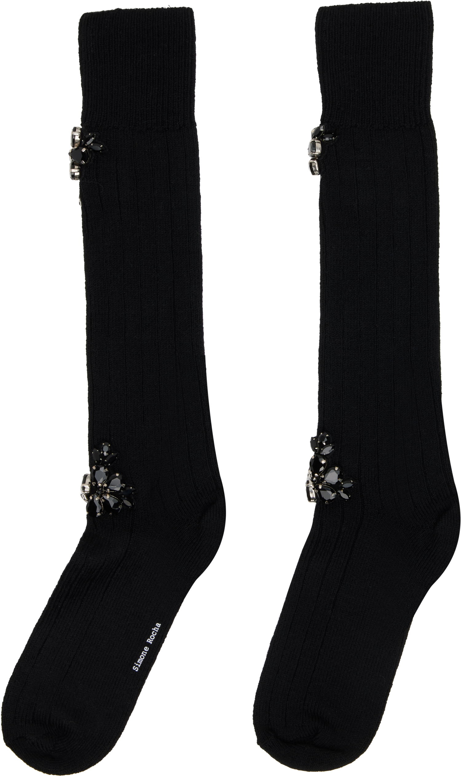 Sokker Simone Rocha Simone Rocha Embellished Rose Knee Socks Sort | SOCK63B 0634, 1