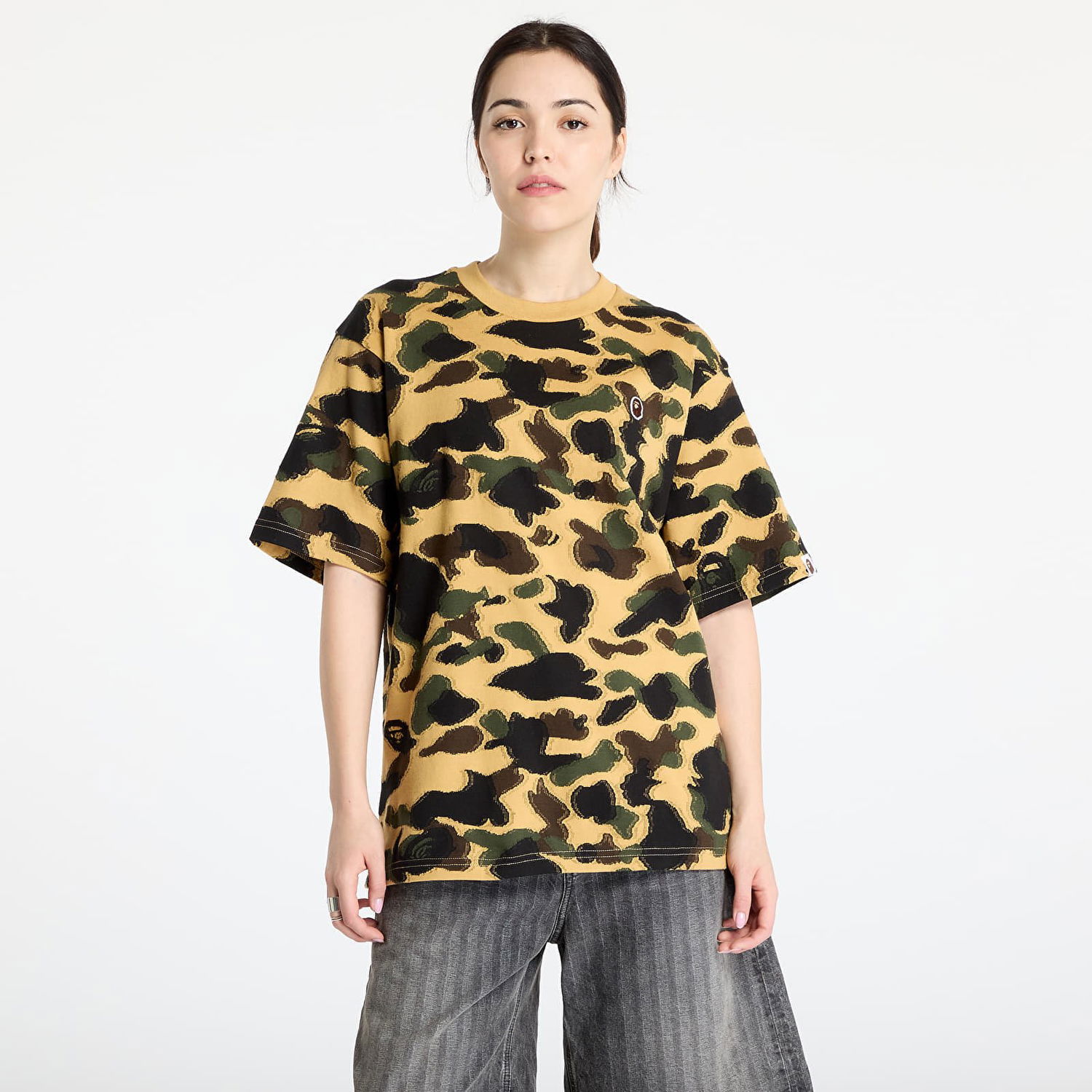 T-shirt BAPE A BATHING APE 1St Camo Jacquard Ape Head Relaxed Fit Tee Gul | 001CSL301304MYEL, 0