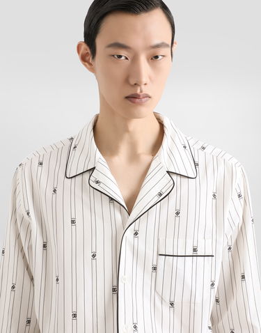 Skjorte Dolce & Gabbana Dolce & Gabbana Men's Vanity Logo Print Pinstripe Shirt Hvid | G5IF1THJMQRS8350, 1