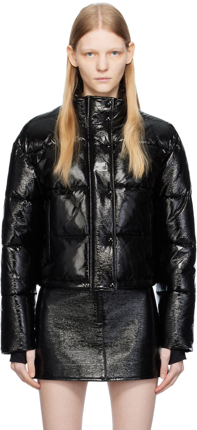 Puffer jakke Courrèges Courrèges Embroidered Puffer Jacket Sort | 323CMA106VY0016, 0