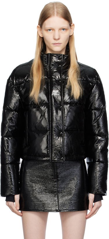 Puffer jakke Courrèges Courrèges Embroidered Puffer Jacket Sort | 323CMA106VY0016, 0