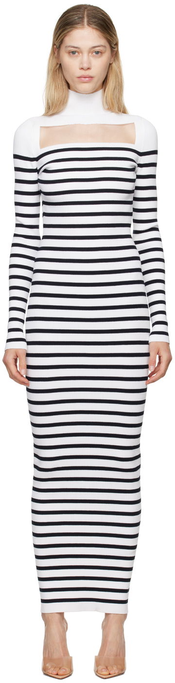 Kjole Jean Paul Gaultier Jean Paul Gaultier 'The Knit Marinière' Striped Maxi Dress Hvid | 24/30-F-RO243-M063-0159