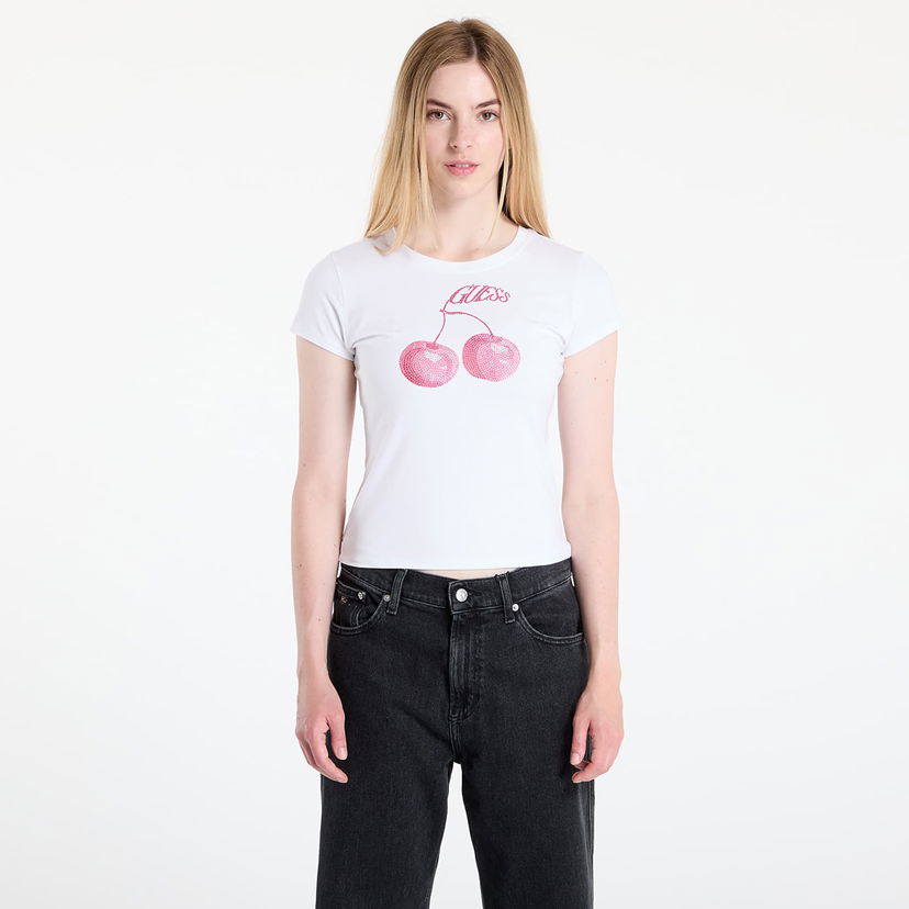 T-shirt GUESS GUESS Wavy Cherry Logo Tee Hvid | W5YI30K49A1-G011