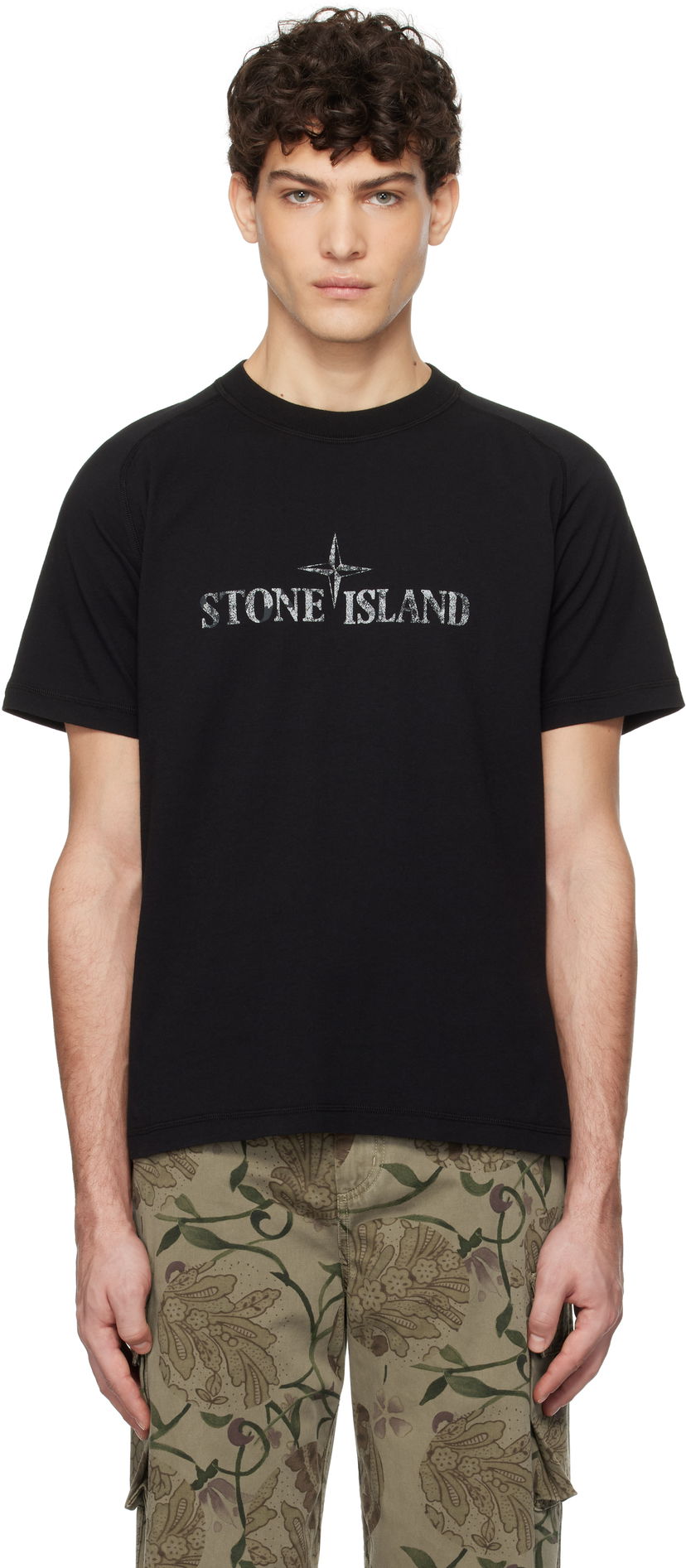 T-shirt Stone Island Organic Cotton Jersey T-Shirt Sort | K1S15 2100020 S0081