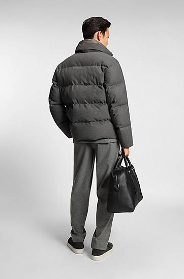 Puffer jakke BOSS Flannel jacket with down filling Grå | 50540465, 1