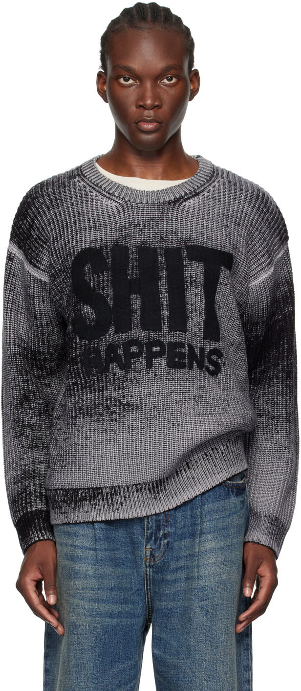 Sweater R13 R13 Boyfriend Sweater with "Shit Happens" Graphic Grå | R13MY199-Y158B, 0