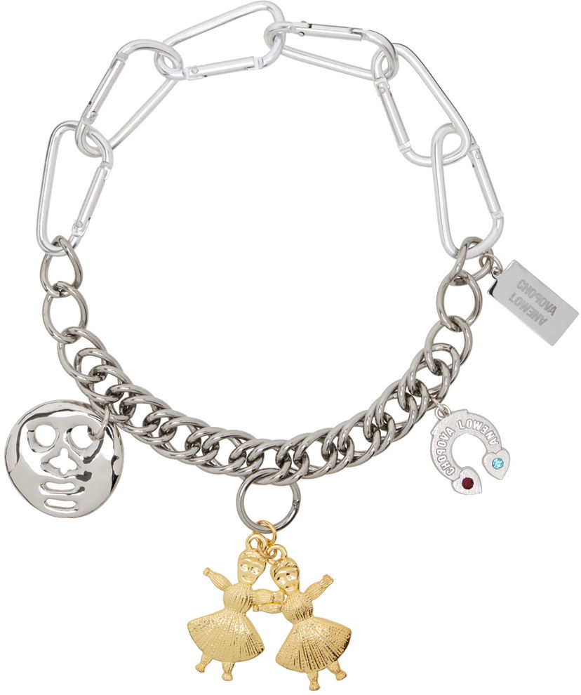 Halskæde Chopova Lowena Twin Charm Chain Necklace Metalisk | 6517
