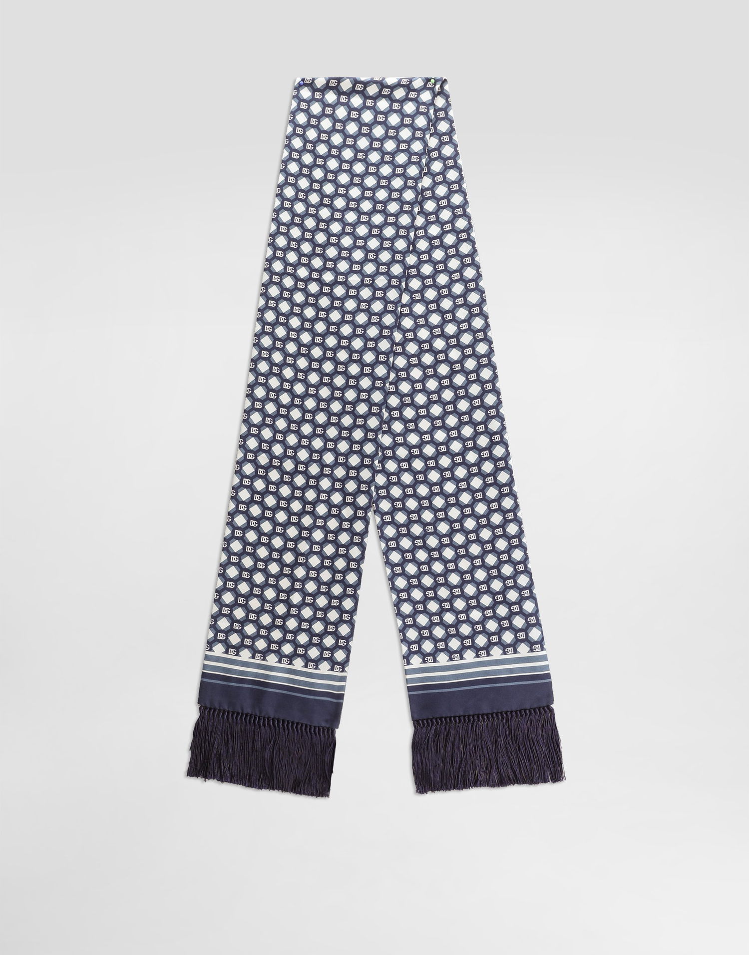 Tørklæde Dolce & Gabbana Dolce & Gabbana Silk Twill Scarf with Micro-Design and Logo Mørkeblå | GQ214EG0WUZHH8PB, 0