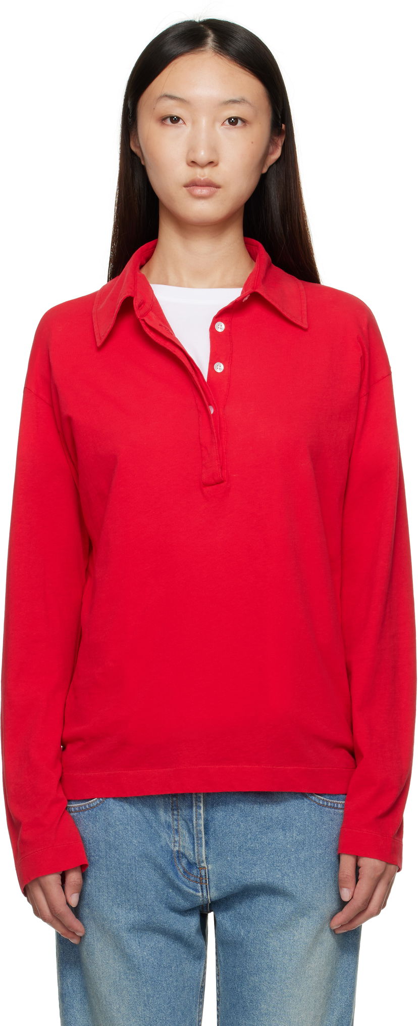 Polo skjorte The Row The Row Roddie Polo Top Rød | 8752-K569