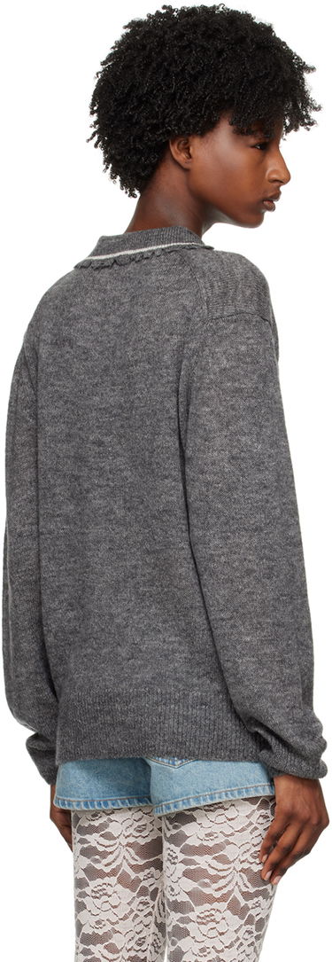 Sweater We11done Frayed Polo Sweater Grå | WD-KT1-23-665-U-GY, 2